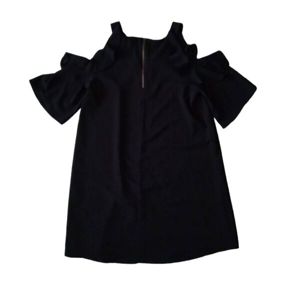 Umgee Black Cold Shoulder Ruffle Sleeve Above Knee Shift Dress Women's Medium - Picture 2 of 13